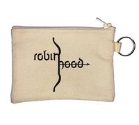 Robin Hood Bow Minimalist Archer Graphic Key Chain Coin Purse Beige