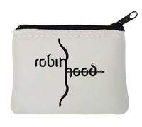 Robin Hood Bow Minimalist Archer Graphic Neoprene Coin Purse Pouch 10x11cm White