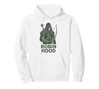 Robin Hood (green) Pullover Hoodie, Adult Unisex, White, XX-Large