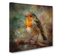 Robin Impressionism | Canvas Wall Art Print | Framed Ready to Hang Picture | Modern Art for Living Room Bedroom Kitchen Home | 20x20 Inch