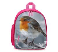 Robin In Snowy Travel Backpack Shoulder Bag Pink | Small Casual Daypack Shoulder Bag with Adjustable Straps and Side Pockets