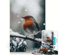 Robin in Winter Snow 1000 Piece Jigsaw Puzzles for Teenagers Jigsaw Wise Think Toy Relax Time Clear Cut Festival Gift (38x52cm)