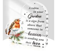 Robin Memorial Acrylic Keepsake Gifts - Robin Sympathy Bereavement Gifts Acrylic Heart Plaque for Loss of Mum Dad Husband Grandpa Grandma Friend Wife Spouse for Birthday Christmas Home Decorations