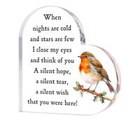 Robin Memorial Gift Remembrance Gifts Bereavement Gifts for Loss of Dad Mum Husband Grandma Hearted Acrylic Plaque Grave Decorations