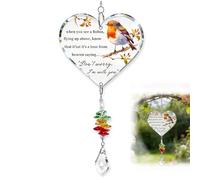 Robin Memorial Gift - Sympathy & Bereavement Hanging Heart Plaque with Comforting Poem, Remembrance Present for Loss of Loved One, Acrylic Robin Ornament