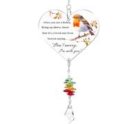 Robin Memorial Gifts for Loved Ones, Acrylic Heart Keepsake Present Warm Hanging Heart Plaque Gifts with Poem Grave Decorations In Memoriam