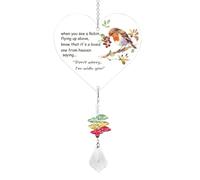 Robin Memorial Gifts Heart Acrylic Plaque with Poem for Loved Ones Bereavement Sympathy Keepsake for Grave Decorations (Style 2)