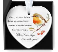 Robin Memorial Gifts Memorial Plaques Bereavement Gifts Robin Ornaments Heart-Shaped Ceramic Hanging Ornament in Memory of A Loved One A Memorials Keepsake for The Garden or Graveside