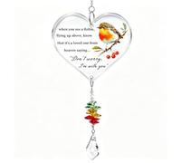 Robin Memorial Plaque for Loss of Loved One, Heart-Shaped Acrylic Hanging Gift with Remembrance Poem, Bereavement Sympathy Decor for Mum Dad Nan Grandad