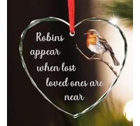 Robin Memorial Remembrance Bereavement Gift Heart Hanging Plaque Robins Appear When Lost Loved Ones are Near Christmas Tree Hanging Ornament Grave Decorations