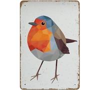 Robin Metal Tin Sign Robin Painting Robin Art Cute Bird Art Bird Art Woodland Animals Garden Birds Art Woodland Wildlife Novelty Tin Sign Wall Funny Man Cave Cool Wall Gift 8x12 Inch