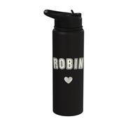Robin Name Cute Heart Retro Love Robin Stainless Steel Insulated Water Bottle