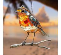 Robin On Branch Sun Catchers For Window, Acrylic Hanging Garden Suncatcher Robin On Branch, Large Garden Ornament, Stained Glass Style Sun Catchers for window, Holiday Scene Decoration Pendant