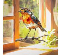 Robin On Branch Sun Catchers For Window, Acrylic Sun Catcher Ornament, High-Transparency Clear Stained Ornament With Bird Patterns For Home Wall, Window, Conservatory And Glass Doors