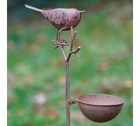 Robin On Twig Bird Feeder Bath Metal Garden British Bird Ornament Outdoor Statue