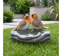 Robin Pair Garden Bird Bath Feeder