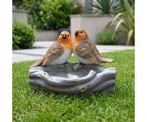 Robin Pair Garden Bird Bath Feeder