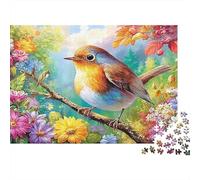 Robin Perches On A Flowery Branch 1000-Piece Jigsaw Puzzle Colorful Birds Brainteasing Challenge for Adults & Kids 52x38cm/1000pcs