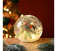Robin & Pines | 15cm Light Up Glass Crackle Ball | Christmas Table Home Decor