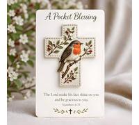 Robin Pocket Hug with Inspirational Card, Motivational Pocket Blessing with Cross Design, Robin Keepsake Gifts for Women Family Friend