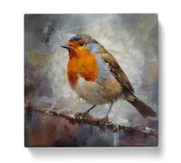 Robin Post-Impressionism No.1 Canvas Print | Gallery Wrapped 30mm Frame Wall Art | 20x20 inches | Ready to Hang | Impressionist Picture | Living Room Bedroom Lounge Office