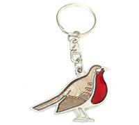 Robin Red Breast Christmas Bird Enamel Key Ring + Gift Bag