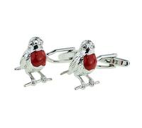Robin Red Breast Design Cufflinks in a Personalised Engraved Cufflink Box