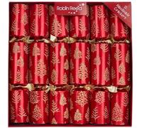 Robin Reed 12 x 12 inch (30cm) Christmas Crackers - Red with gold glitter tree flakes (62207)