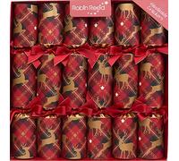 Robin Reed 12 x 12 inch Handmade Christmas Crackers - GLENCOE FOREST STAG - Luxury Gifts (62111), Red