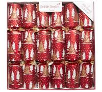 Robin Reed 6 x 12 (30cm) Handmade Christmas Crackers white and gold festive trees on sheer fabric - CCS23-04