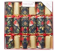 Robin Reed 6 x 12 inch (30cm) handmade Christmas Crackers - Classic Robin on Gold foil (CCS23-06)
