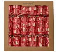 Robin Reed 6 x 12 inch Handmade Christmas Crackers eco FILL YOUR OWN - Red Ho Ho Ho Kraft