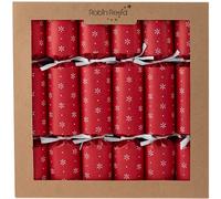 Robin Reed 6 x 12 inch Handmade snowflake ECO crackers Fully recyclable and plastic free - with folding paper tree decorations inside (62144), Red