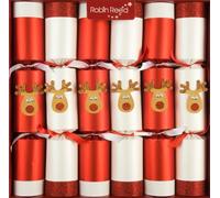 Robin Reed 6 x 13 inch (33cm) Christmas Crackers - Glitter Racing Reindeer Crackers (701)