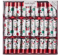 Robin Reed 6 x 13 inch (33cm) Handmade Christmas Crackers - RACING HO HO HO SANTA - CCS21-12, Silver