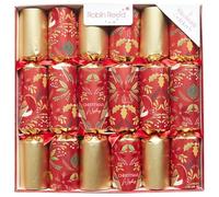 Robin Reed Christmas Crackers, 6 x 12 cm, Red and Gold, Set of 6