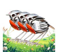 Robin Scrap Metal Art Sculpture, Handcrafted Steel Bird Statue, Unique Home Decor for Garden, Patio, or Office Desk (3pcs)