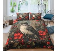 Robin Single Duvet Cover Set 3D Printed European Vintage Bedding Set Ultra Soft Microfiber Quilt Cover 150x200 cm for Single Bed with 2 Pillowcases with Zipper G/1797