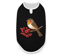 Robin Sitting on Mistletoe Tree Branch Dog Shirts Patterned Pet Clothes Tank Top Sleeveless T-Shirt for Cats Puppy M