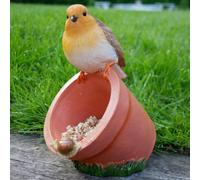 Robin Sitting On Pot Bird Feeder