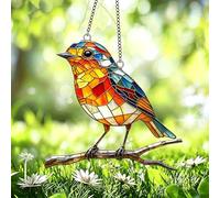 Robin Stained Acrylic Suncatcher, Large Window Hanging for Home | Symbolic of joy and rebirth, meaningful decor, easy display, indoor or garden use, year round warmth and charm