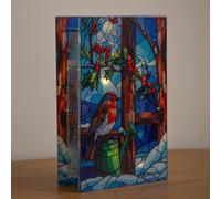 Robin Stained Glass Christmas Light Up Decoration