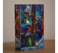 Robin Stained Glass Christmas Light Up Decoration