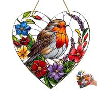 Robin Stained Glass Sun Catcher, Handcrafted Crystal Suncatcher for Windows, Garden Gifts for Women, Robin Bird Lover Gift, Rainbow Light Catcher Window Hanging Ornament