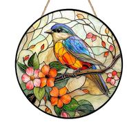 Robin Sun Catchers for Windows, Spring Robin Gifts for Women Men, Eye-catching Garden Ornaments Outdoor, Stained Glass Suncatcher for Home, Balcony and Garden Decor