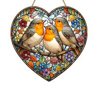 Robin Sun Catchers for Windows, Stained Glass Effect Hanging Ornament, Bird Acrylic Sun Catcher, Flat Suncatcher for Garden, Window & Home Decor, Robin Gifts for Women, Bird Lovers and Men