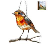 Robin Suncatcher for Windows & Garden,2D Stained Glass Effect Hanging Ornament,20x20cm Sun Catcher,Outdoor Garden Decor & Gardening Gift for Bird Enthusiasts,Garden Ornaments Outdoor,Robin Gifts