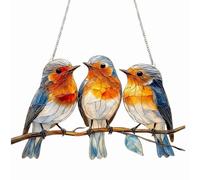 Robin Suncatcher Hanging Ornament Acrylic Stained Glass Effect Garden Decor | Window Sun Catchers Outdoor Indoor Christmas Robin Gift for Bird Lovers Gardeners Women