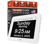 Robin Talking Clock with Day & Date for Elderly, Clocks for Seniors, Dementia Clock, Digital Calendar Clock Elderly Bedside Clocks Seniors Alzheimers Products Dementia Clocks Seniors Extra Large White