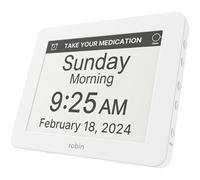 Robin Talking Clock with Day & Date for Elderly, Clocks for Seniors, Dementia Clock, Digital Calendar Clock Elderly Bedside Clocks Seniors Alzheimers Products Dementia Clocks Seniors Extra Large White